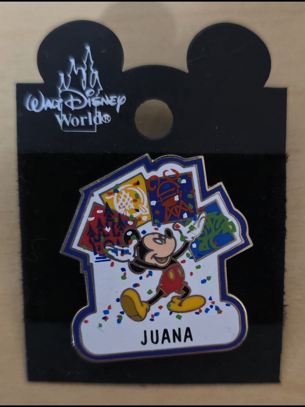 New Walt Disney World Personalized Name Pin *Juana* WDW Mickey, Minnie, Donald